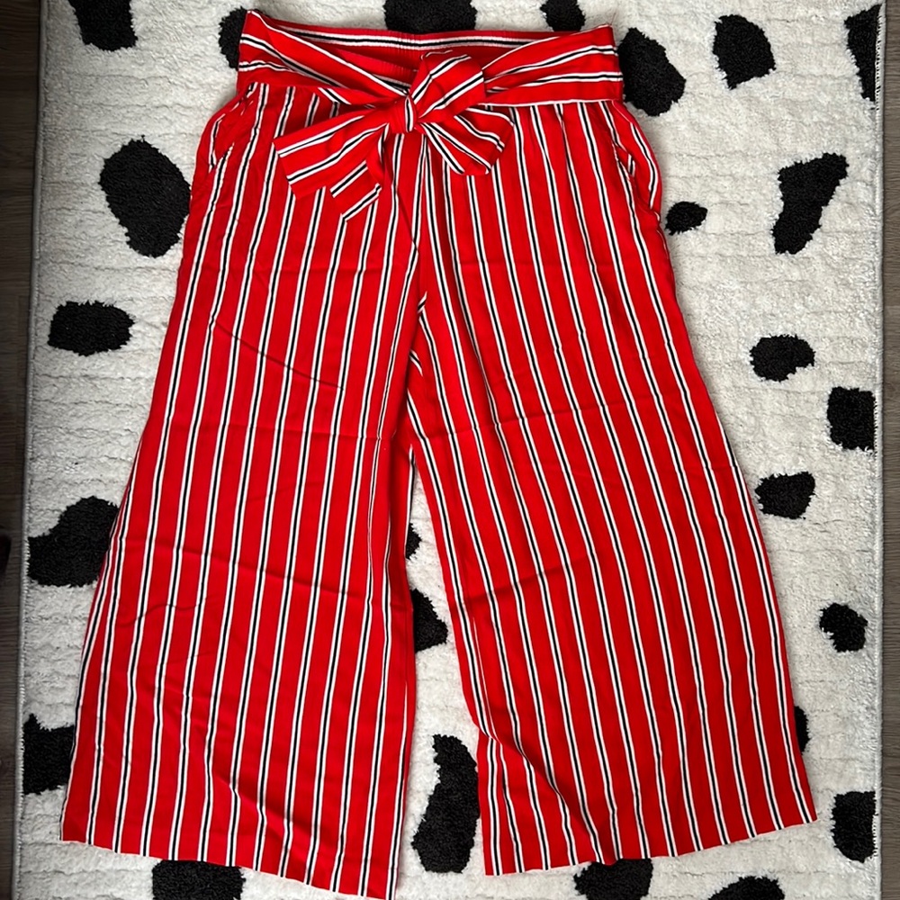 striped wide leg pants